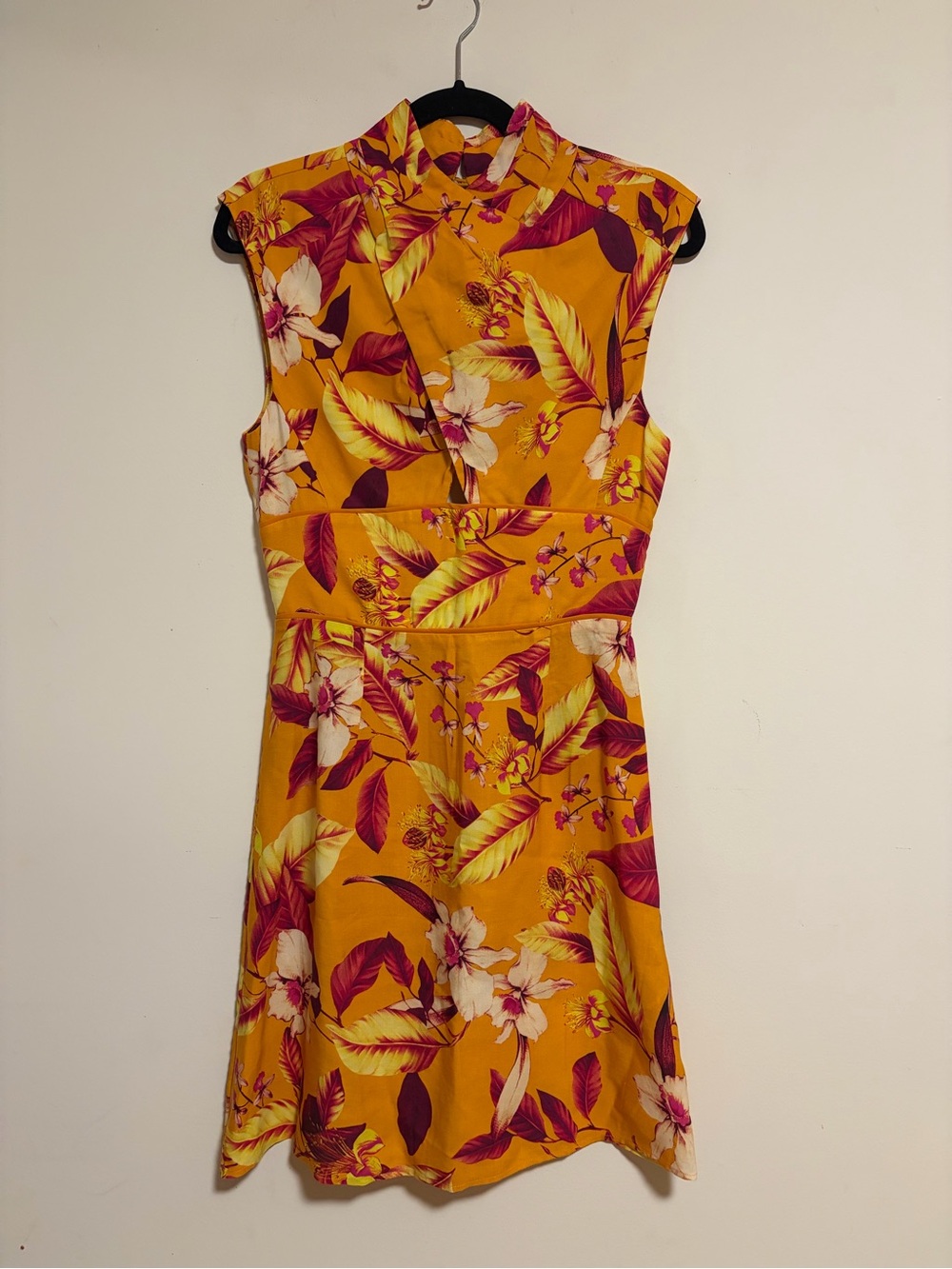 Karen Millen NWT Floral Batik Linen Viscose Mini Dress US 6